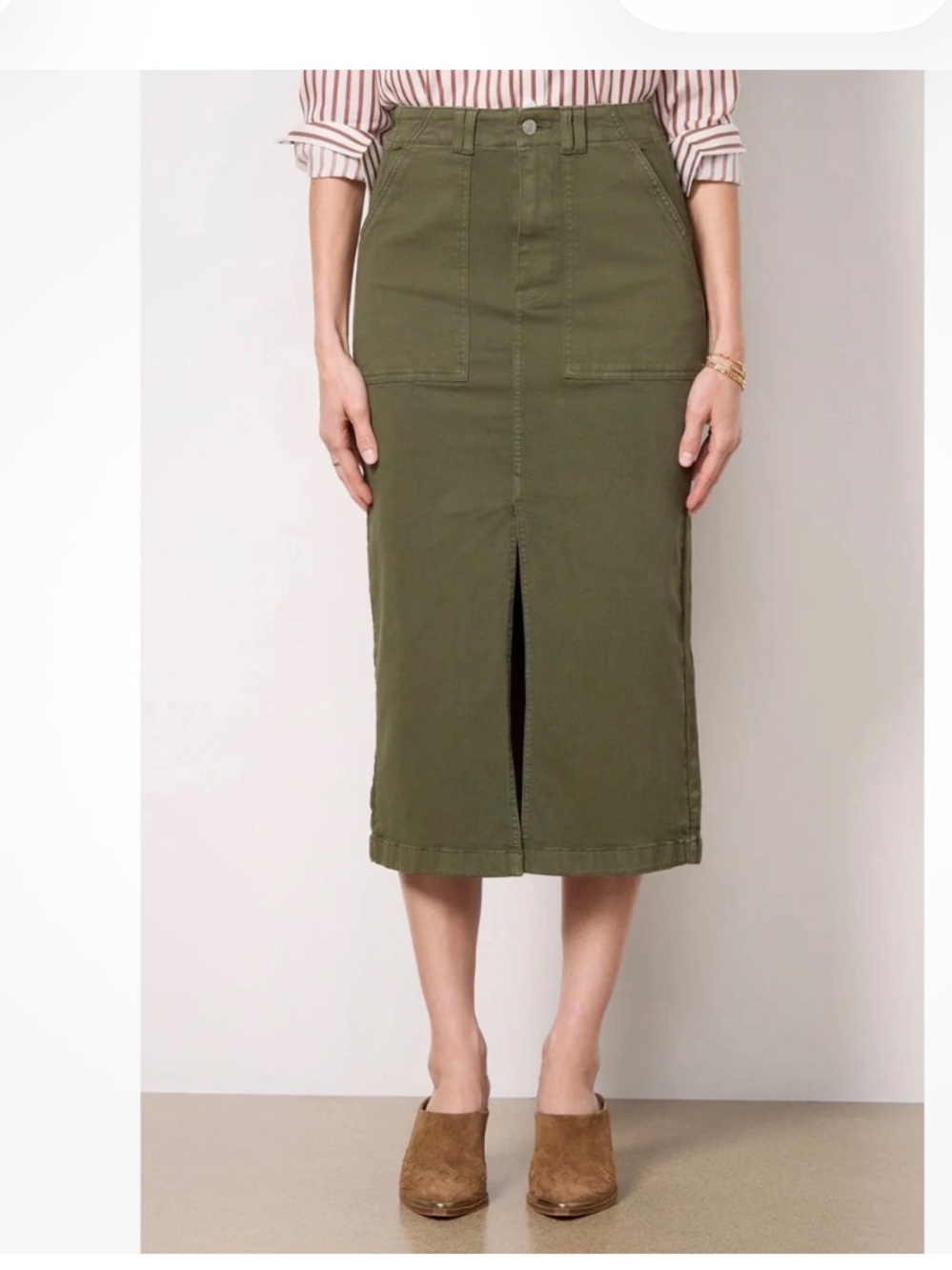 Sanctuary Standard Surplus Olive Green Midi Length Skirt Size 24 NWT